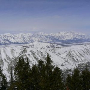 Top of snow king. Jackson hole at bottom. Tetons in the back, March 08 Hill climb week