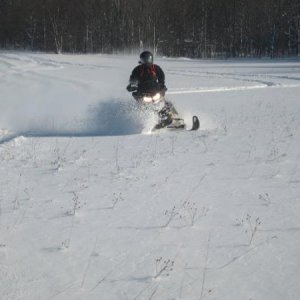 Ann floating on powder