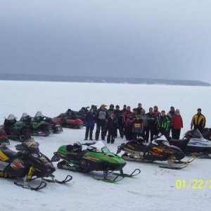 Gogebic trip 2005 ... like 20 friends with sleds!