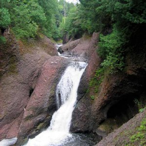 Gorge Falls in the Summer slows down a bit.