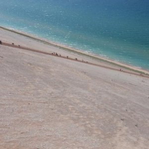 165 Crazy people going up and down 450 ft. at Sleeping Bear Dunes.