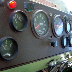 dashboard of 1950s SnowGo plow