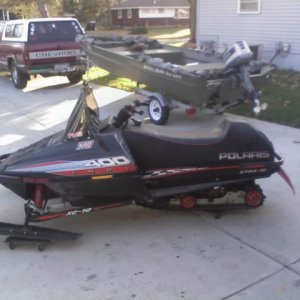 franken sled and my duck boat in the back