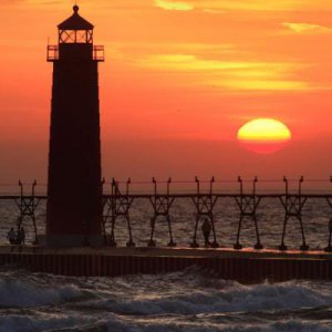 sunset Grand Haven red sky