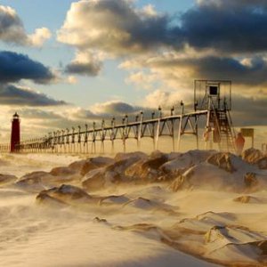 Grand Haven Pier in winter