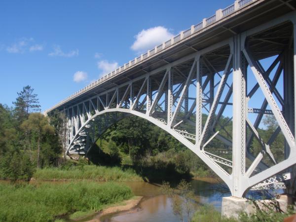 177 Highway 55 suspension bridge over the Pine River. Near Wellston Michigan 2010