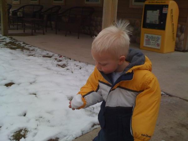 Andrew's first snowball (Oct 2009 in Twin Lakes)