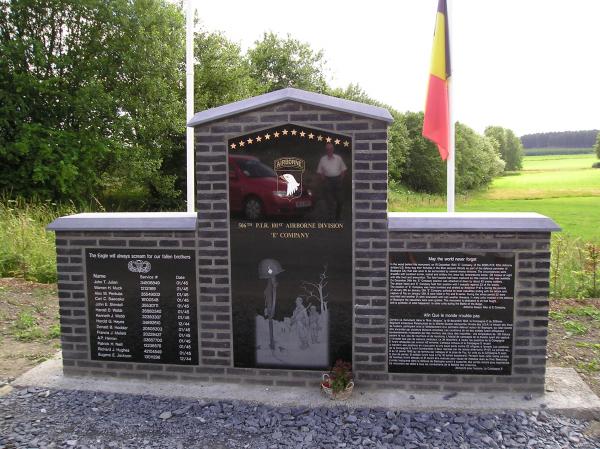 Battle of The Bulge with monument around Foy. Band of Brothers, Men of Easy Company are listed on here.