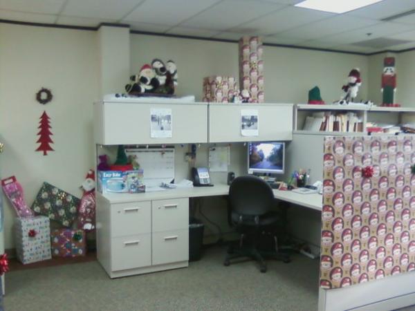 Desk dressed for Christmas 2009