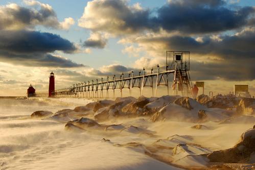 Grand Haven Pier in winter