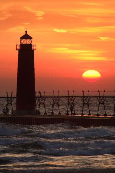 sunset Grand Haven red sky